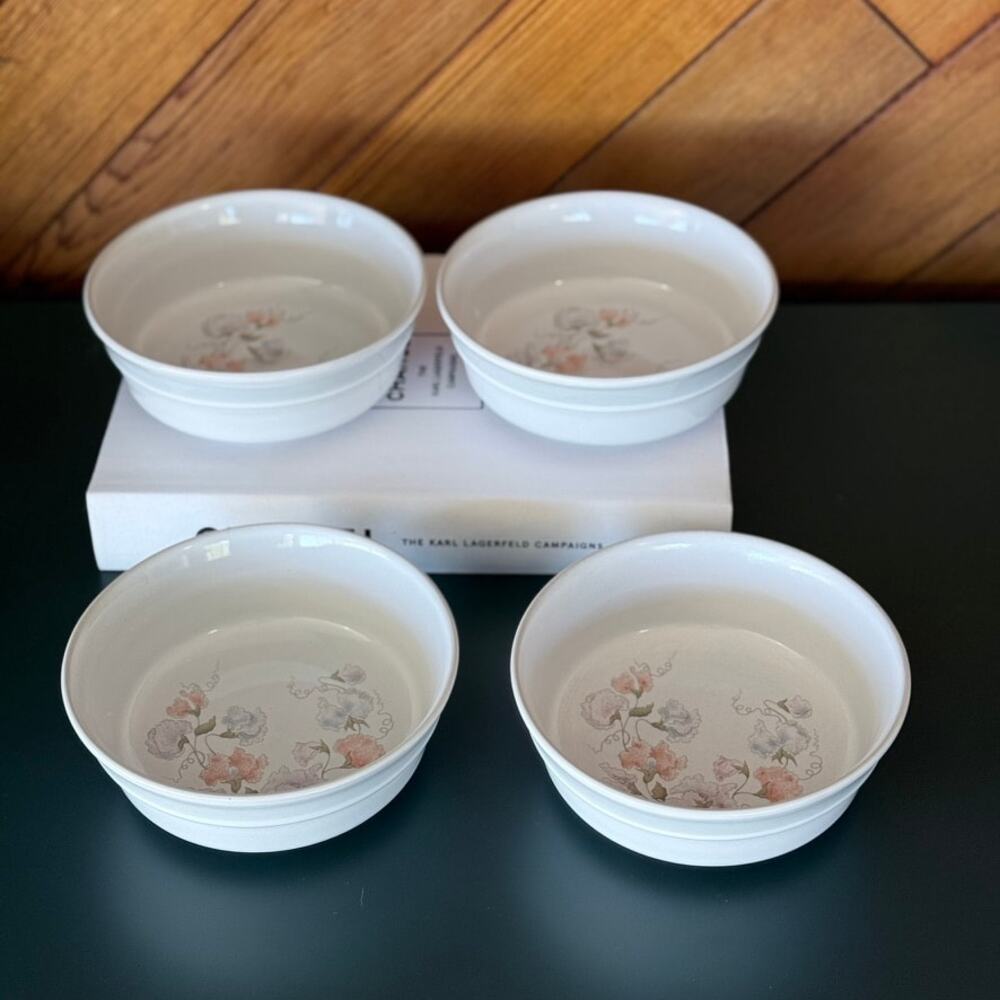 Set of 4 Vintage Denby Dauphine Soup Cereal Bowls Fine Stoneware England Floral